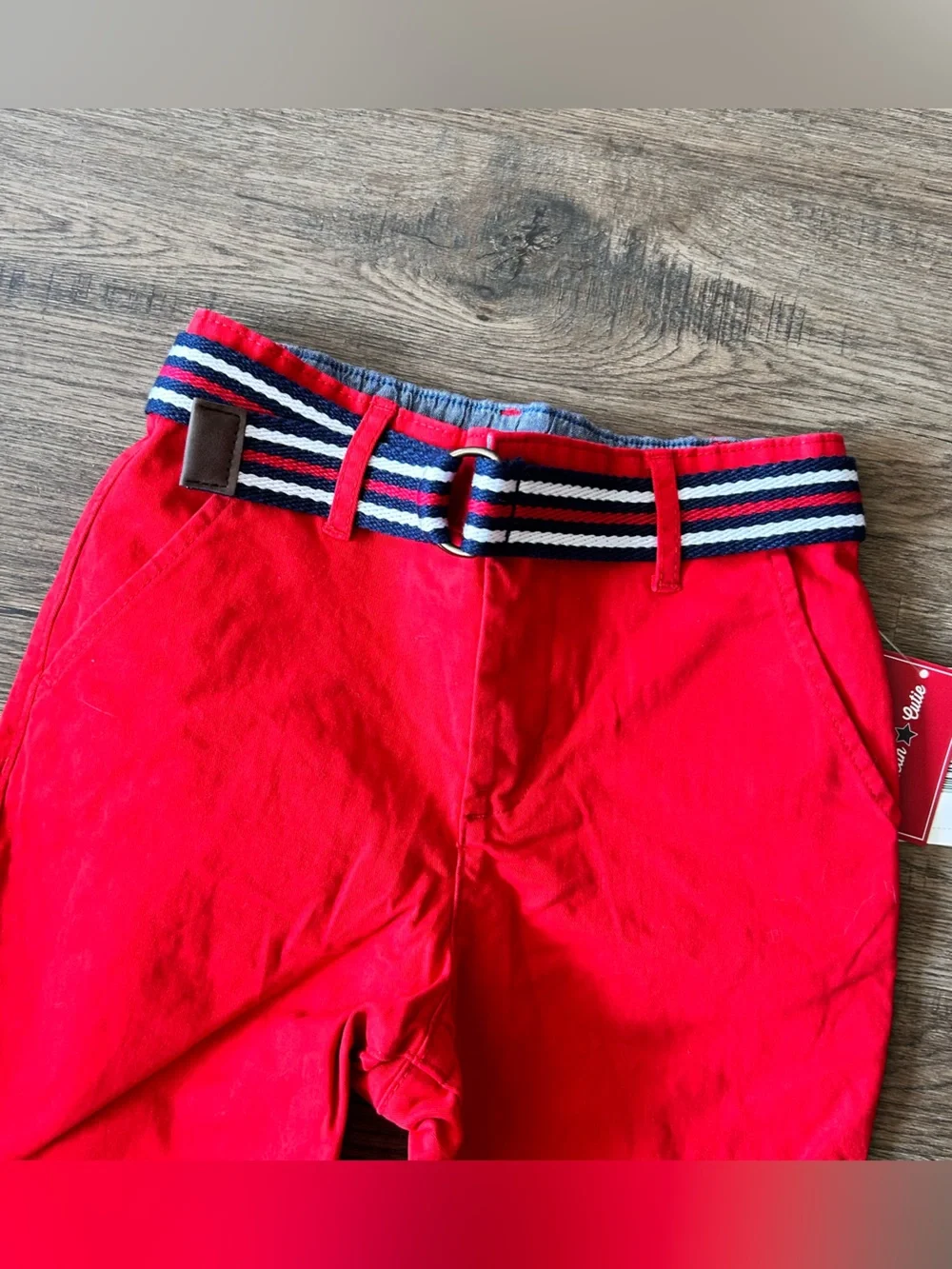 Gymboree| Red Shorts and Rolled Hem with Striped Belt sz 6